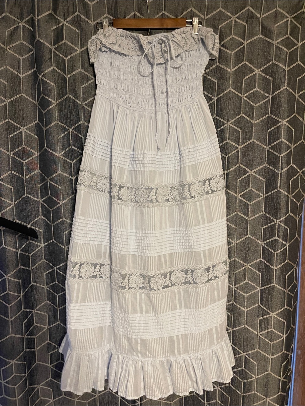 Light blue Trendy cotton lace maxi dress